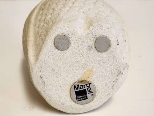 VINTAGE MID-CENTURY MARBELL STONE ART BELGIUM OWL