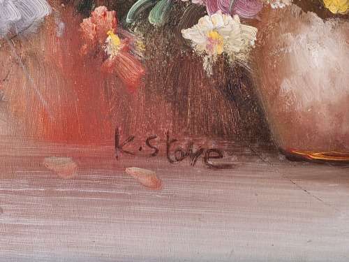 INVESTMENT ART: AWESOME LARGE ORIGINAL K STONE OIL ON BOARD PAINTING