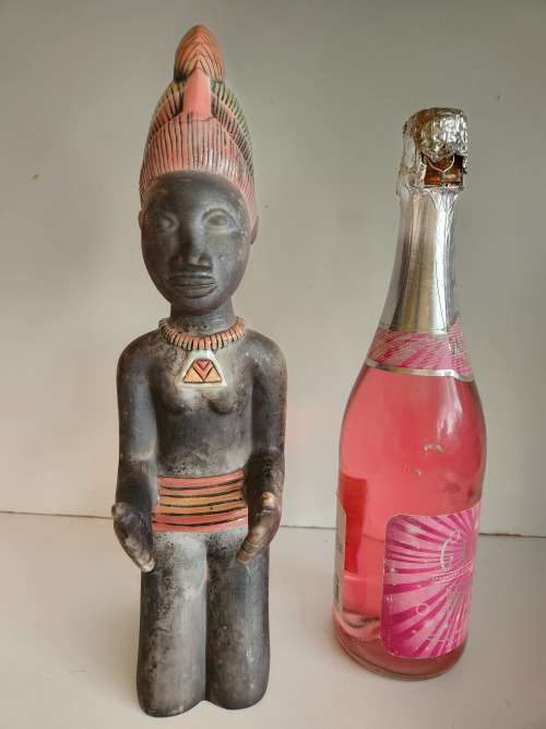 VINTAGE UNUSUAL RAKU POTTERY ETHNIC FIGURINE
