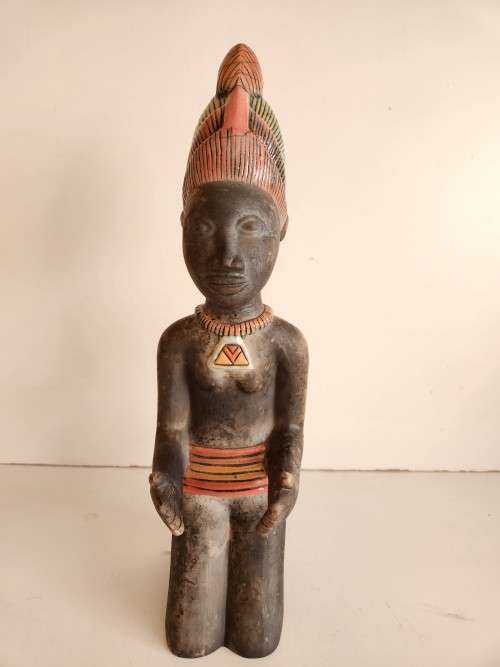 VINTAGE UNUSUAL RAKU POTTERY ETHNIC FIGURINE