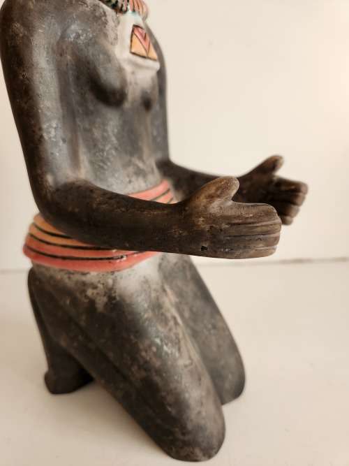 VINTAGE UNUSUAL RAKU POTTERY ETHNIC FIGURINE