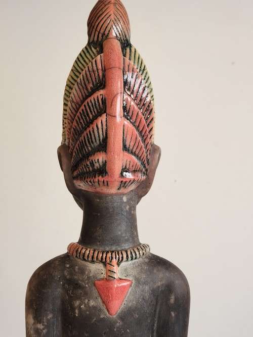 VINTAGE UNUSUAL RAKU POTTERY ETHNIC FIGURINE