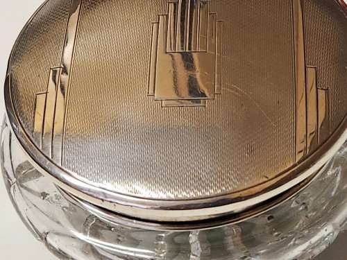 ANTIQUE 1920 BIRMINGHAM SILVER HALLMARKED LIDDED CRYSTAL CUT GLASS BOWL IN AN HEXAGONAL BOX