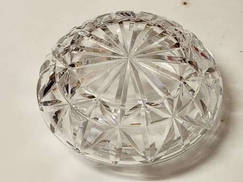 ANTIQUE 1920 BIRMINGHAM SILVER HALLMARKED LIDDED CRYSTAL CUT GLASS BOWL IN AN HEXAGONAL BOX