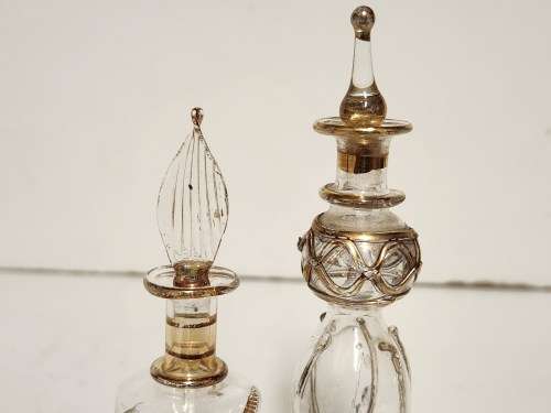 SET OF FOUR VINTAGE EGYPTIAN HAND-BLOWN PERFUME BOTTLES