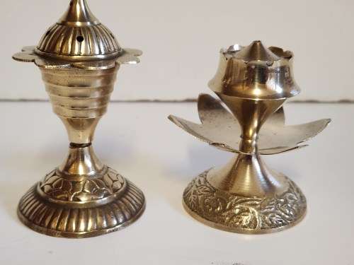 VINTAGE COLLECTION OF FIVE SMALL BRASS INCENSE BURNERS