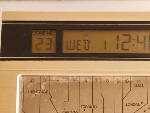RARE VINTAGE RETRO 1980s SEIKO WORLD TIME TOUCH SENSOR MODEL QNS901G DIGITAL DESK CLOCK, WORKING