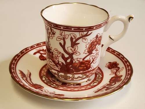 AWESOME VINTAGE CROWN STAFFORDSHIRE FINE BONE CHINA DEMITASSE DUO, MADE IN ENGLAND