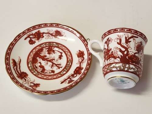AWESOME VINTAGE CROWN STAFFORDSHIRE FINE BONE CHINA DEMITASSE DUO, MADE IN ENGLAND