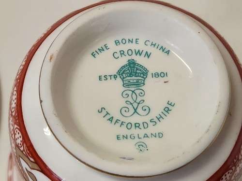 AWESOME VINTAGE CROWN STAFFORDSHIRE FINE BONE CHINA DEMITASSE DUO, MADE IN ENGLAND