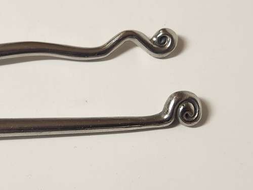 VINTAGE CARROL BOYES FUNCTIONAL ART EARLY DESIGN PEWTER AND STAINLESS STEEL FORK AND SPOON
