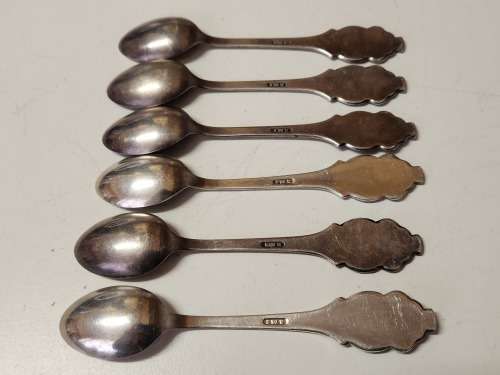 BOXED SET OF SIX ROLEX BUCHERER B 100 12 SILVER PLATED SPOONS, WEIGHING 88 GRAM