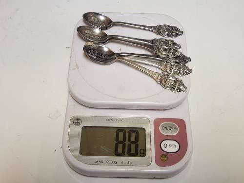 BOXED SET OF SIX ROLEX BUCHERER B 100 12 SILVER PLATED SPOONS, WEIGHING 88 GRAM