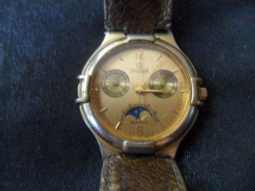 RARE 22K GOLDPLATED SWISTAR MOONPHASE WATCH