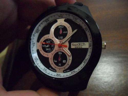 SWATCH BLACK RUBBER GENTS WATCH