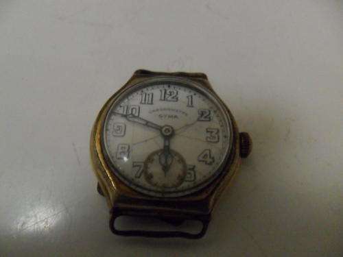 CYMA CHRONOMETRE GOLD ANTIQUE GENTS MILITARY WATCH.