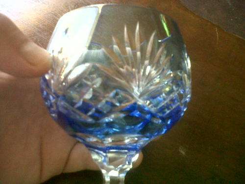 HANDCRAFTED BLUE HUNGARIAN FOTEX CRYSTAL WINE GLASS