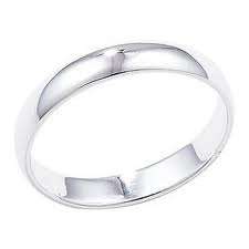 Sterling silver 4mm D-shape wedding band. Available sizes R, S, T