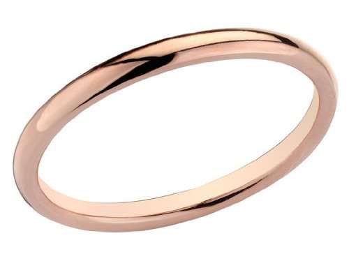 9ct red gold D-shape wedding band 2mm wide size S. USA size 9. New!