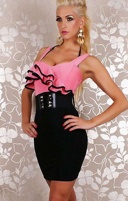 BRAND NEW - ELEGANT  PINK AND BLACK ONE PIECE  - FREE GIFT INCLUDED