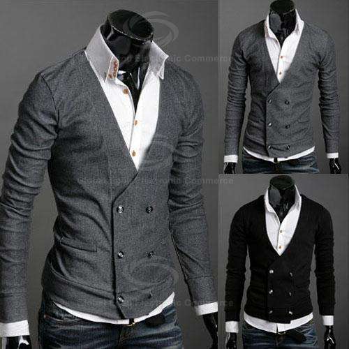 BRAND NEW - MEN'S DEEP GRAY LONG SLEEVE CARDIGAN