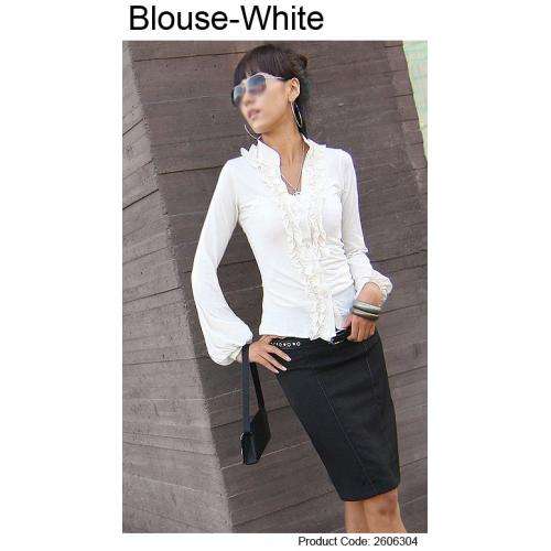 BRAND NEW - LADIES WHITE COLLARD BLOUSE