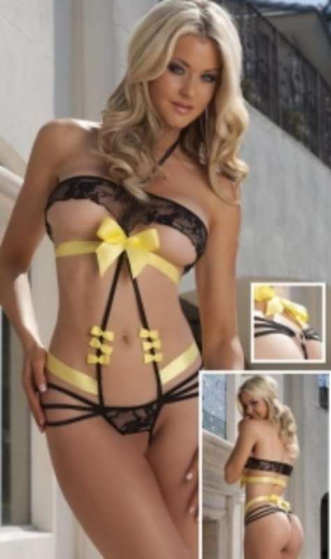 BRAND NEW - SEXY BLACK AND YELLOW BABY DOLL LINGERIE