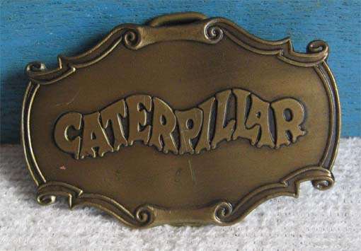 SOLID BRASS "CATERPILLAR" BELT BUCKLE- SIZE 75X48 MM.