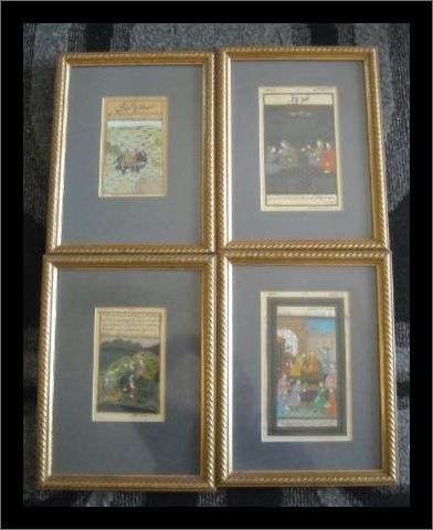 ***4 x Vintage Persian Miniature Manuscript Painting  Handmade Folk Art***