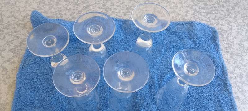 Vintage  - 6 x Grape Pattern Sherry Glasses