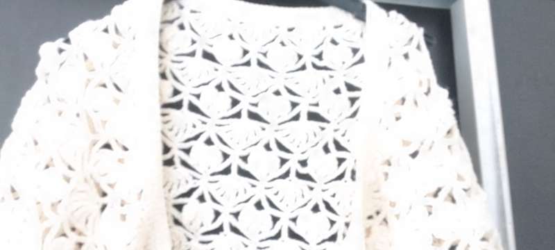 Vintage Beige/Cream Crochet Shawl With Tassels
