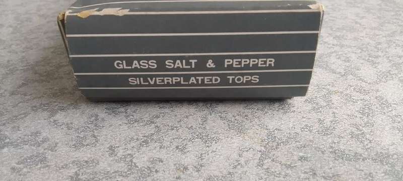 Glass Salt and Pepper Silverplated tops - Unused