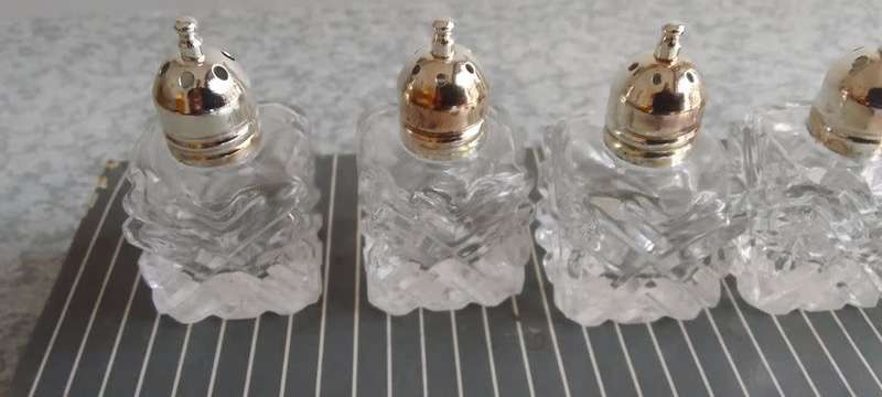 Glass Salt and Pepper Silverplated tops - Unused