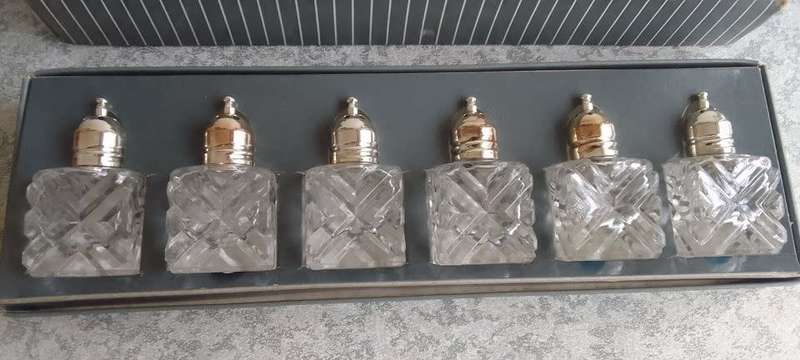 Glass Salt and Pepper Silverplated tops - Unused