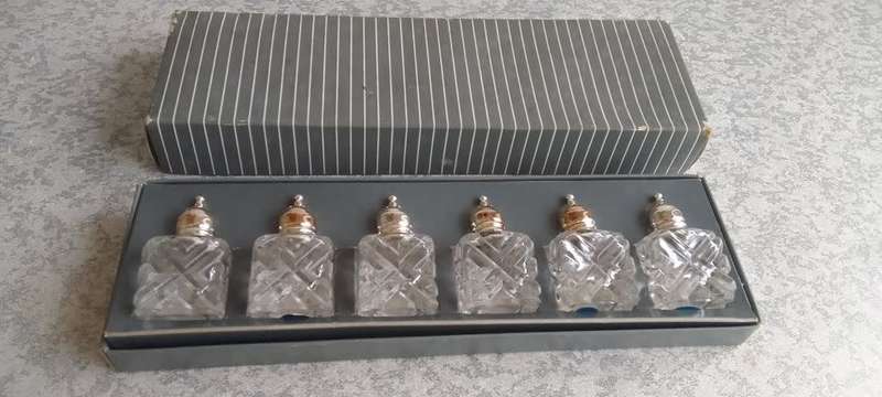 Glass Salt and Pepper Silverplated tops - Unused