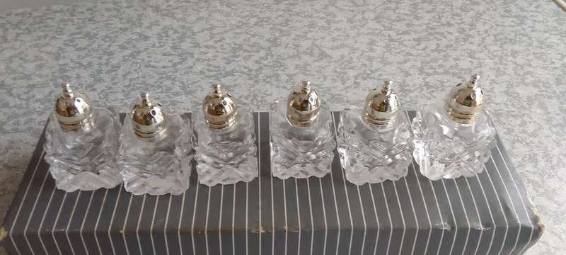 Glass Salt and Pepper Silverplated tops - Unused