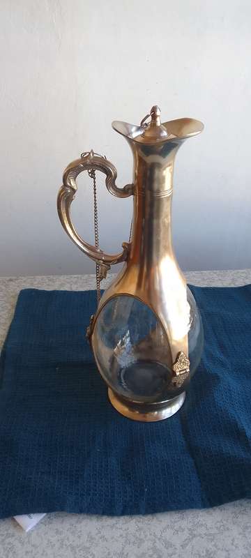Stunning Solid Brass and  Glass Decanter