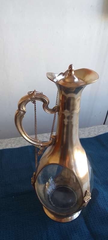 Stunning Solid Brass and  Glass Decanter