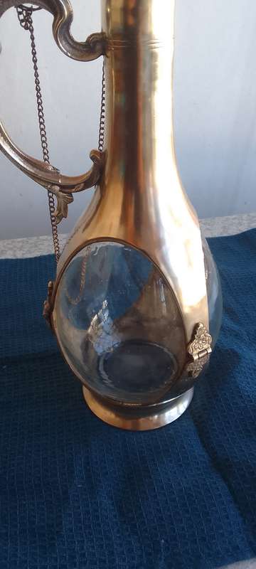 Stunning Solid Brass and  Glass Decanter