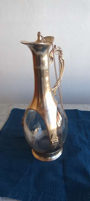 Stunning Solid Brass and  Glass Decanter