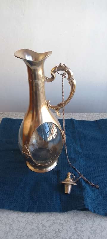 Stunning Solid Brass and  Glass Decanter