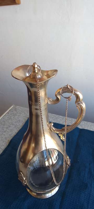 Stunning Solid Brass and  Glass Decanter