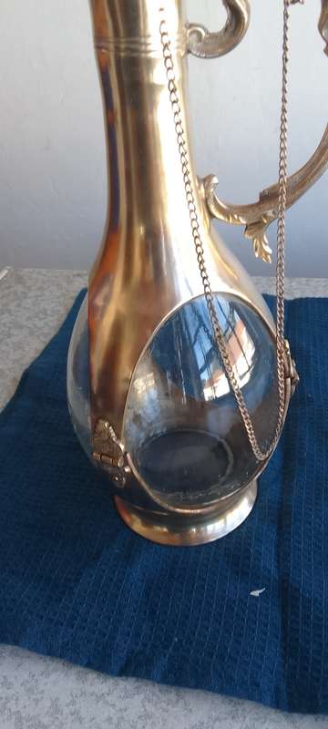 Stunning Solid Brass and  Glass Decanter