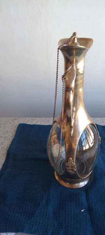 Stunning Solid Brass and  Glass Decanter