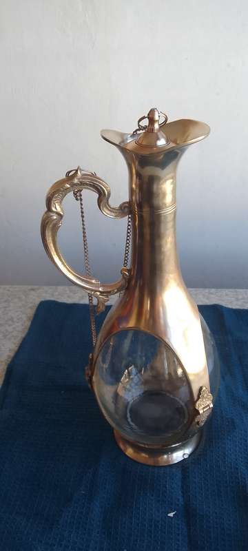 Stunning Solid Brass and  Glass Decanter
