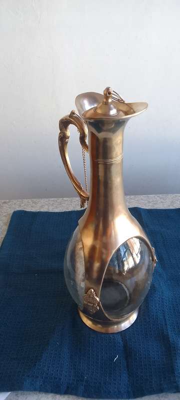 Stunning Solid Brass and  Glass Decanter
