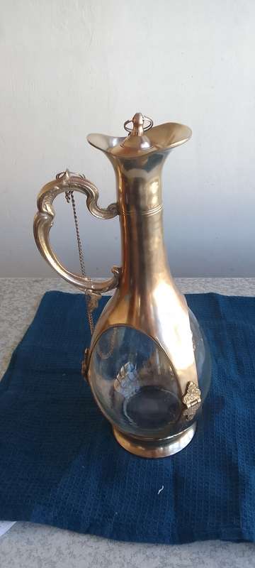 Stunning Solid Brass and  Glass Decanter