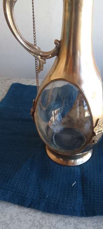 Stunning Solid Brass and  Glass Decanter