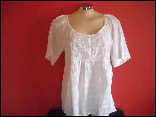 ***Stunning White Cotton Top With White Embroidery***From India***
