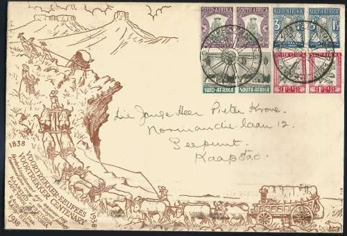 UNION FDC VOORTREKKER MEMORIAL FUND 1938 4X COVERS AS PER SCAN
